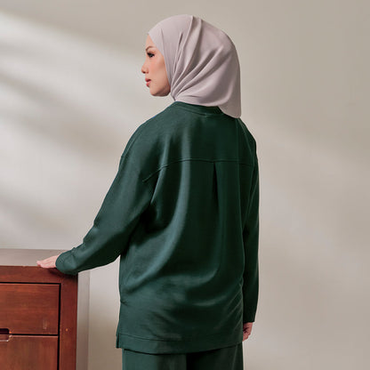 Back Pleated Sweatshirt - Forest