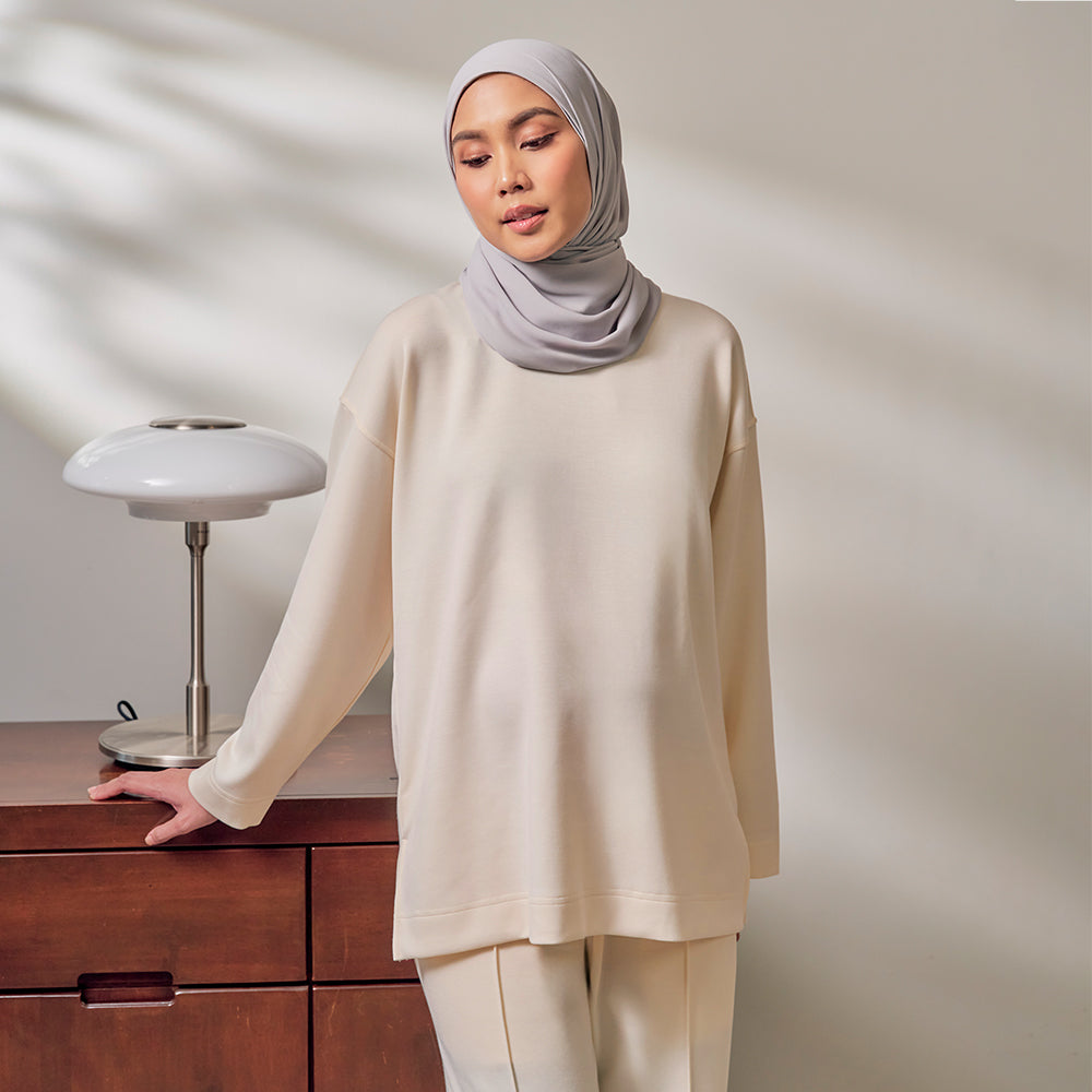 Back Pleated Sweatshirt - Off White
