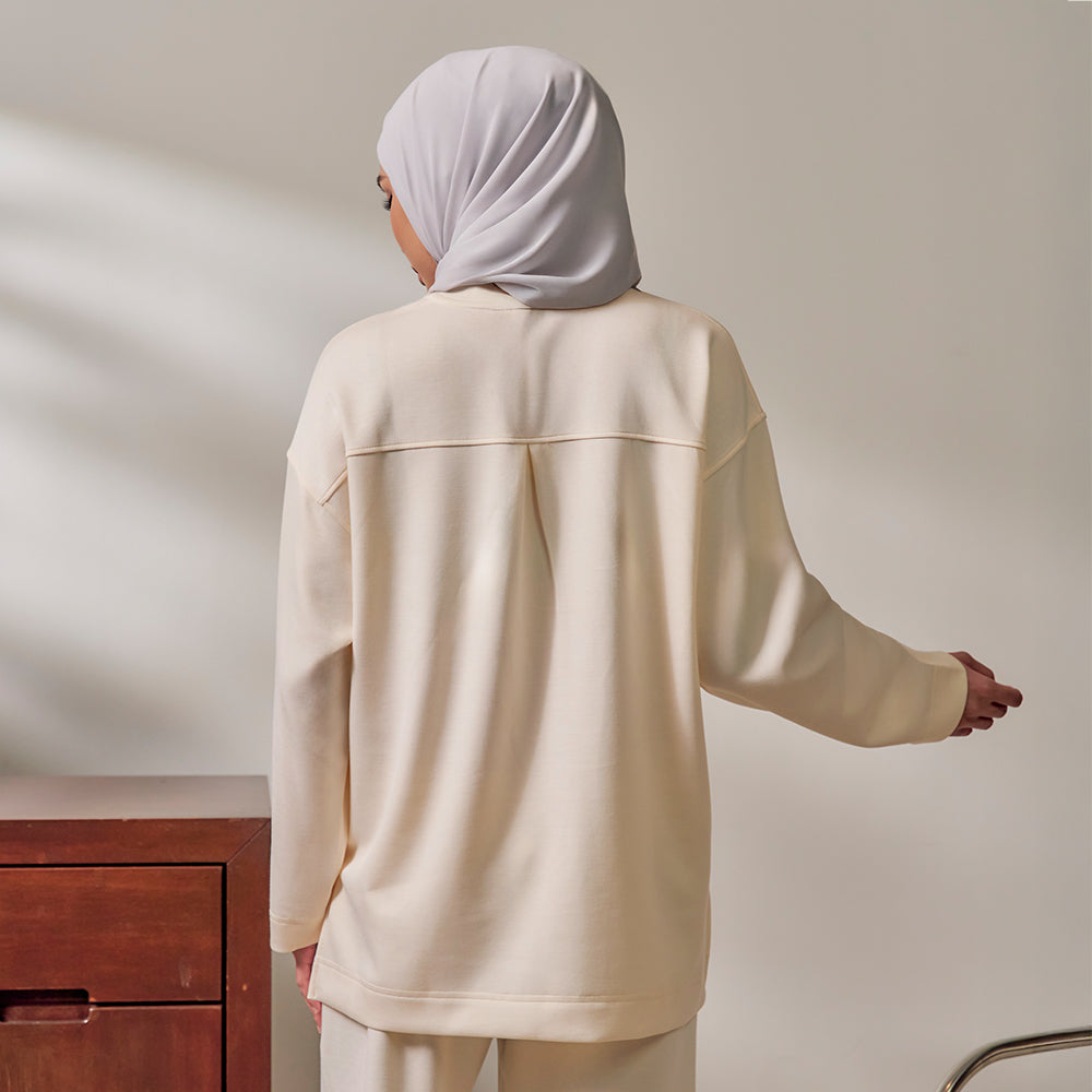 Back Pleated Sweatshirt - Off White