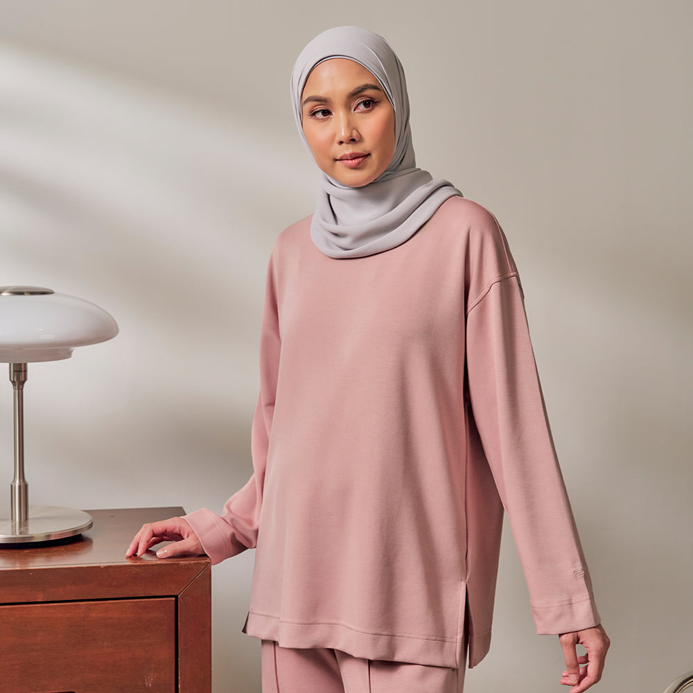 Back Pleated Sweatshirt - Pink