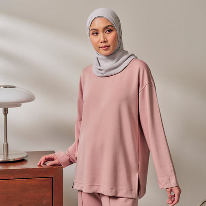 Back Pleated Sweatshirt - Pink