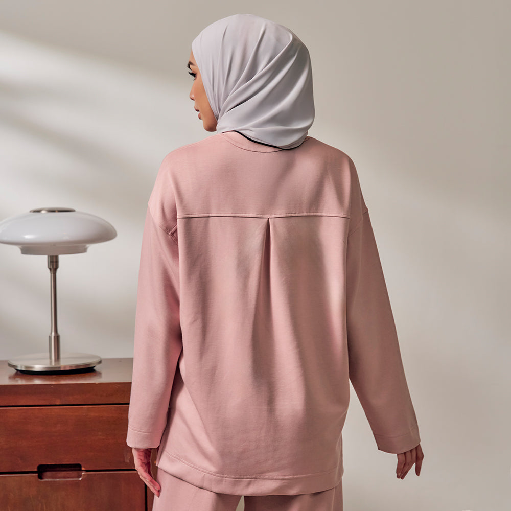 Back Pleated Sweatshirt - Pink