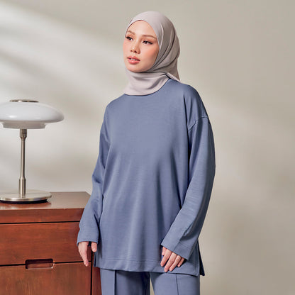 Back Pleated Sweatshirt - Slate
