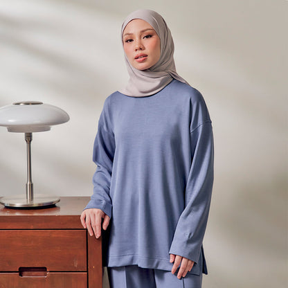 Back Pleated Sweatshirt - Slate